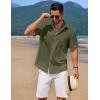 imageCOOFANDY Mens Casual Button Down Shirts Short Sleeve Textured Shirt Summer Beach Shirts for MenArmy Green