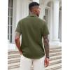 imageCOOFANDY Mens Casual Button Down Shirts Short Sleeve Textured Shirt Summer Beach Shirts for MenArmy Green