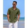 imageCOOFANDY Mens Casual Button Down Shirts Short Sleeve Textured Shirt Summer Beach Shirts for MenArmy Green