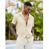 imageCOOFANDY Mens Casual Button Down Shirts Short Sleeve Textured Shirt Summer Beach Shirts for MenBeige