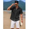 imageCOOFANDY Mens Casual Button Down Shirts Short Sleeve Textured Shirt Summer Beach Shirts for MenBlack