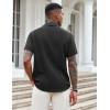 imageCOOFANDY Mens Casual Button Down Shirts Short Sleeve Textured Shirt Summer Beach Shirts for MenBlack
