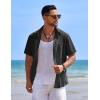 imageCOOFANDY Mens Casual Button Down Shirts Short Sleeve Textured Shirt Summer Beach Shirts for MenBlack