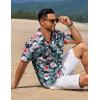 imageCOOFANDY Mens Casual Button Down Shirts Short Sleeve Textured Shirt Summer Beach Shirts for MenBlackflowers