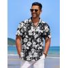 imageCOOFANDY Mens Casual Button Down Shirts Short Sleeve Textured Shirt Summer Beach Shirts for MenBlackwhite Floral