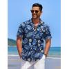 imageCOOFANDY Mens Casual Button Down Shirts Short Sleeve Textured Shirt Summer Beach Shirts for MenBlueyellow Leaves