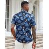 imageCOOFANDY Mens Casual Button Down Shirts Short Sleeve Textured Shirt Summer Beach Shirts for MenBlueyellow Leaves