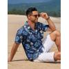imageCOOFANDY Mens Casual Button Down Shirts Short Sleeve Textured Shirt Summer Beach Shirts for MenBlueyellow Leaves