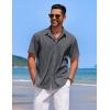 imageCOOFANDY Mens Casual Button Down Shirts Short Sleeve Textured Shirt Summer Beach Shirts for MenDark Grey