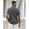 imageCOOFANDY Mens Casual Button Down Shirts Short Sleeve Textured Shirt Summer Beach Shirts for MenDark Grey