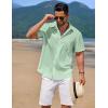 imageCOOFANDY Mens Casual Button Down Shirts Short Sleeve Textured Shirt Summer Beach Shirts for MenIce Green