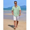 imageCOOFANDY Mens Casual Button Down Shirts Short Sleeve Textured Shirt Summer Beach Shirts for MenIce Green
