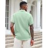 imageCOOFANDY Mens Casual Button Down Shirts Short Sleeve Textured Shirt Summer Beach Shirts for MenIce Green