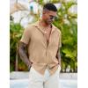 imageCOOFANDY Mens Casual Button Down Shirts Short Sleeve Textured Shirt Summer Beach Shirts for MenKahki
