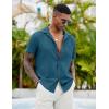 imageCOOFANDY Mens Casual Button Down Shirts Short Sleeve Textured Shirt Summer Beach Shirts for MenLake Green
