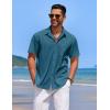 imageCOOFANDY Mens Casual Button Down Shirts Short Sleeve Textured Shirt Summer Beach Shirts for MenLake Green