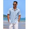 imageCOOFANDY Mens Casual Button Down Shirts Short Sleeve Textured Shirt Summer Beach Shirts for MenLight Blue