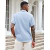 imageCOOFANDY Mens Casual Button Down Shirts Short Sleeve Textured Shirt Summer Beach Shirts for MenLight Blue