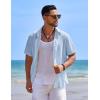 imageCOOFANDY Mens Casual Button Down Shirts Short Sleeve Textured Shirt Summer Beach Shirts for MenLight Blue