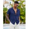 imageCOOFANDY Mens Casual Button Down Shirts Short Sleeve Textured Shirt Summer Beach Shirts for MenNavy Blue