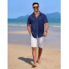imageCOOFANDY Mens Casual Button Down Shirts Short Sleeve Textured Shirt Summer Beach Shirts for MenNavy Blue