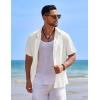 imageCOOFANDY Mens Casual Button Down Shirts Short Sleeve Textured Shirt Summer Beach Shirts for MenWhite
