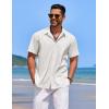 imageCOOFANDY Mens Casual Button Down Shirts Short Sleeve Textured Shirt Summer Beach Shirts for MenWhite