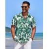 imageCOOFANDY Mens Casual Button Down Shirts Short Sleeve Textured Shirt Summer Beach Shirts for MenWhitegreen Leaves
