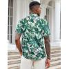imageCOOFANDY Mens Casual Button Down Shirts Short Sleeve Textured Shirt Summer Beach Shirts for MenWhitegreen Leaves