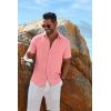 imageCOOFANDY Mens Casual Button Down Shirts Short Sleeve Textured Summer Beach ShirtChampagne Pink