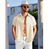 imageCOOFANDY Mens Casual Button Down Shirts Short Sleeve Textured Summer Beach ShirtsBeige
