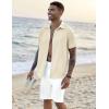 imageCOOFANDY Mens Casual Button Down Shirts Short Sleeve Textured Summer Beach ShirtsBeige