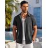 imageCOOFANDY Mens Casual Button Down Shirts Short Sleeve Textured Summer Beach ShirtsBlack