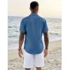 imageCOOFANDY Mens Casual Button Down Shirts Short Sleeve Textured Summer Beach ShirtsDark Blue