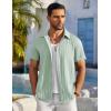imageCOOFANDY Mens Casual Button Down Shirts Short Sleeve Textured Summer Beach ShirtsLight Green