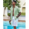 imageCOOFANDY Mens Casual Button Down Shirts Short Sleeve Textured Summer Beach ShirtsLight Green