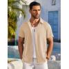 imageCOOFANDY Mens Casual Button Down Shirts Short Sleeve Textured Summer Beach ShirtsLight Khaki