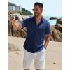 imageCOOFANDY Mens Casual Button Down Shirts Short Sleeve Textured Summer Beach ShirtsNavy Blue