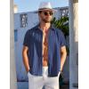 imageCOOFANDY Mens Casual Button Down Shirts Short Sleeve Textured Summer Beach ShirtsNavy Blue