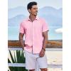 imageCOOFANDY Mens Casual Button Down Shirts Short Sleeve Textured Summer Beach ShirtsPink