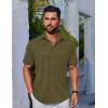 imageCOOFANDY Mens Casual Button Down Shirts Short Sleeve Wrinkle Free Shirt Untucked Summer Stretch Dress ShirtArmy Green