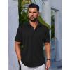 imageCOOFANDY Mens Casual Button Down Shirts Short Sleeve Wrinkle Free Shirt Untucked Summer Stretch Dress ShirtBlack