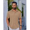 imageCOOFANDY Mens Casual Button Down Shirts Short Sleeve Wrinkle Free Shirt Untucked Summer Stretch Dress ShirtKhaki
