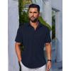 imageCOOFANDY Mens Casual Button Down Shirts Short Sleeve Wrinkle Free Shirt Untucked Summer Stretch Dress ShirtNavy Blue