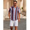 imageCOOFANDY Mens Casual Button Down Short Sleeve Shirts Untucked Wrinkle Free Shirt Stretch Dress ShirtsBluered Stripes