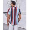 imageCOOFANDY Mens Casual Button Down Short Sleeve Shirts Untucked Wrinkle Free Shirt Stretch Dress ShirtsBluered Stripes