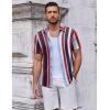 imageCOOFANDY Mens Casual Button Down Short Sleeve Shirts Untucked Wrinkle Free Shirt Stretch Dress ShirtsBluered Stripes