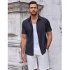 imageCOOFANDY Mens Casual Button Down Short Sleeve Shirts Untucked Wrinkle Free Shirt Stretch Dress ShirtsDark Blue