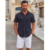 imageCOOFANDY Mens Casual Button Down Short Sleeve Shirts Untucked Wrinkle Free Shirt Stretch Dress ShirtsDark Blue
