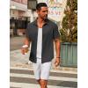 imageCOOFANDY Mens Casual Button Down Short Sleeve Shirts Untucked Wrinkle Free Shirt Stretch Dress ShirtsDark Grey